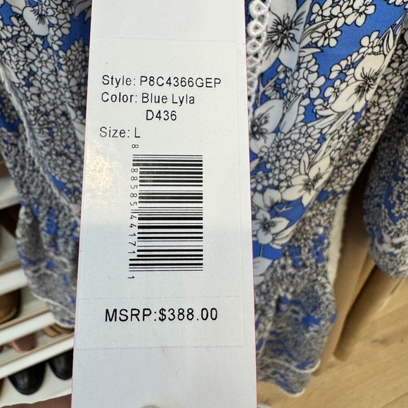 Parker Kara Blue Floral Off-Shoulder Dress - Picture 10 of 12